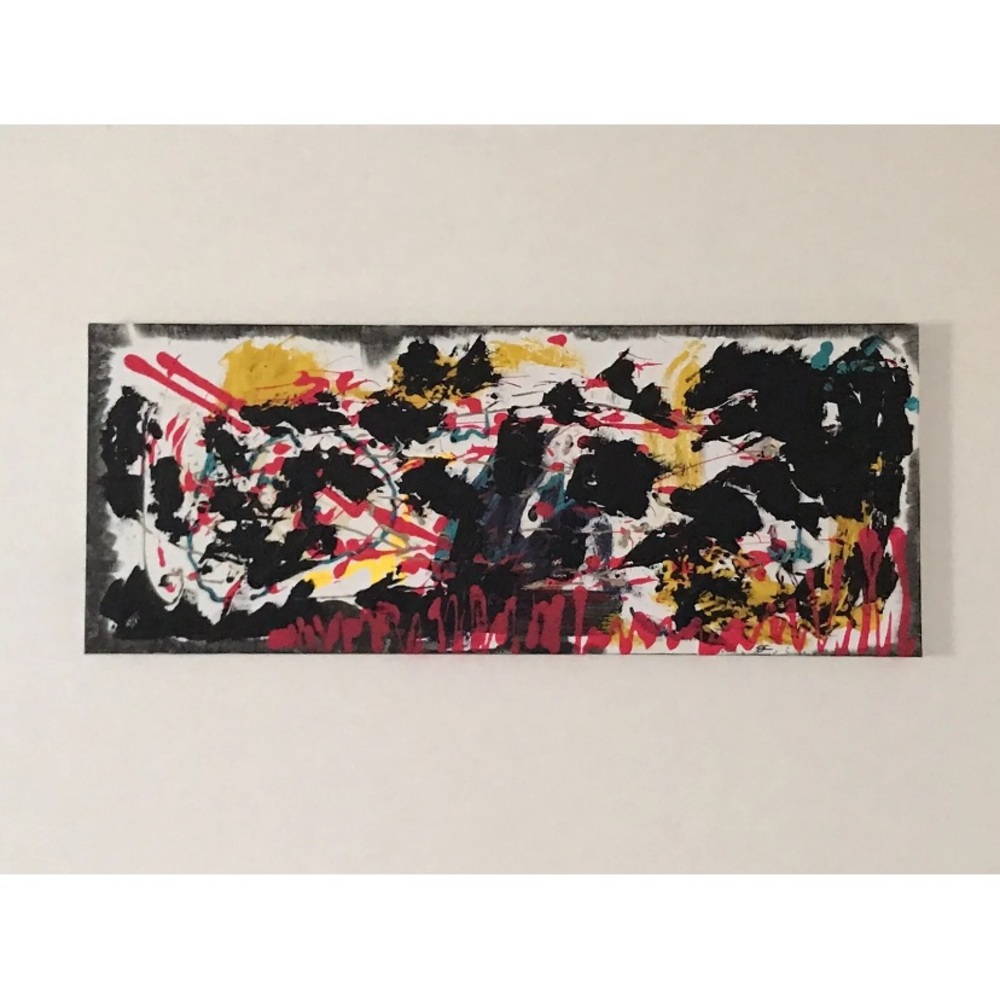 Hot Pink Black Turquoise Original Textured Abstract Painting Dynamic Powerful